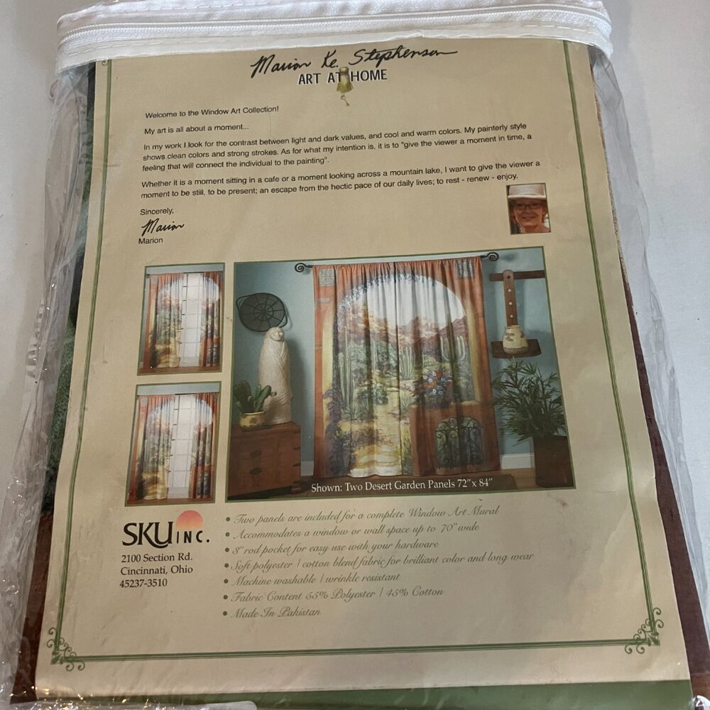 Window Art Desert Garden Panels 72"x84" Brand New Artist Marion Stephenson.